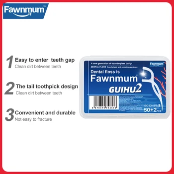 Fawnmum Fio Dental 2X52 Super Fino Adultos de Alta Suave Fio Dental Vara Palito Dental Especial Escova Interdental Limpar os Dentes