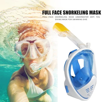 A Cara cheia de Mergulho de Snorkel Máscara facial Subaquática Respirador Óculos de Natação Treinamento de Mergulho Equipamentos de Cuidados para Crianças para Adultos