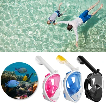 A Cara cheia de Mergulho de Snorkel Máscara facial Subaquática Respirador Óculos de Natação Treinamento de Mergulho Equipamentos de Cuidados para Crianças para Adultos