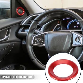 X Autohaux Carro 2pcs Altifalante Círculo Guarnição de Áudio alto-Falante Anel Decorativo em Vermelho para Honda Civic 10ª Geração 2016-2020