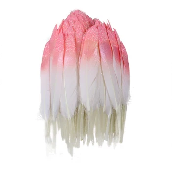 100Pcs 10 cm-15 cm Mergulhado cor-de-Rosa Grandes Penas de Ganso DIY Canetas Decorativas de Carnaval Acessórios do Casamento de Pena Para o Artesanato Atacado