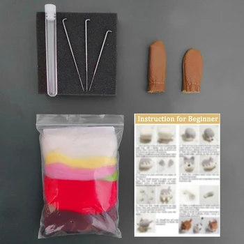 Agulha de Feltragem Kit Mini Peixe para Iniciantes, Agulhas para Feltros, Dedo Guardas, Frlting Esteira, Instruções, DIY Artesanato Gift Set