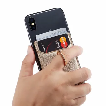 Couro do Telefone Móvel Carteira Adesivo Para iPhone 11 12 Pro X XS Max Anel do Bolso de Titular da Ranhura do Cartão Adesivo Para Xiaomi Samsung, Huawei