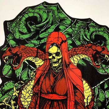 2 Peça Personalidade de Impressão de Grande Dominador Cobra do Crânio do Animal Costurar Em Patches Para o T-Shirt do Vestuário de DIY Acessórios