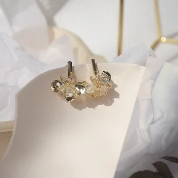 Lexie Diário de Moda de Luxo 14k Real, Banhado a Ouro Brinco Pétala de Cristal para Mulheres Acessório Jóia de Presente de Casamento