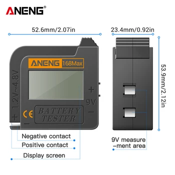 ANENG 168Max Digital Capacidade da Bateria de Lítio Testador de Xadrez de carga Analisador de Seleção Exibir AAA AA pilha-Botão de Teste Universal