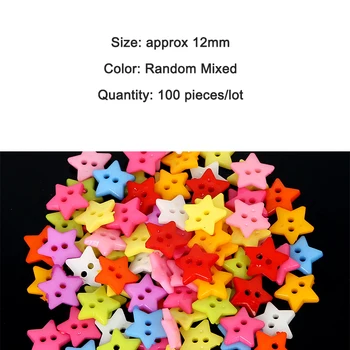 100pcs Aleatória de Cores Mistas De 2 Furos de Estrelas Botões de Plástico para Roupa de Decoração de Costura Scrapbooking Casa de Vestuário Artesanatos 11mm