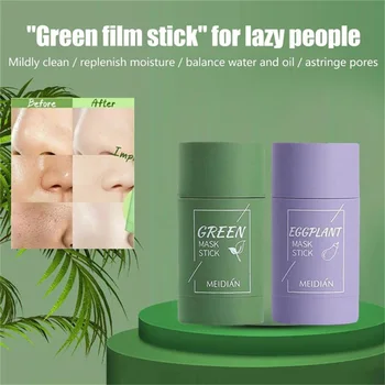 Chá verde Máscara de Limpeza Purificante de Argila Vara Máscara de Óleo de Controle de Cuidados com a Pele Anti-Acne Berinjela Remover Espinhas Máscara de argila 40g