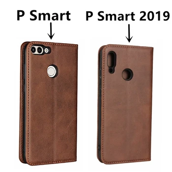 Estojo de couro para Huawei P Inteligente 2019 PSmart P Smart Inverter caso do titular do cartão de Cinturão Magnético de atração de Cobertura da Carteira de Caso