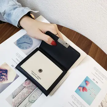 Ins Nova Versão coreana Bolsa Pequena de Mulheres de Curto Dobramento Simples de Moda feminina Cartão de Saco de Bolso Mini Carteira Presente