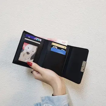Ins Nova Versão coreana Bolsa Pequena de Mulheres de Curto Dobramento Simples de Moda feminina Cartão de Saco de Bolso Mini Carteira Presente
