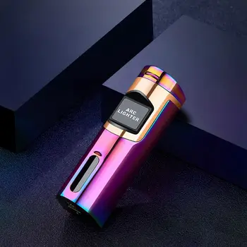 2021 NOVO anúncio de Laser de Indução de Dupla Arco Isqueiros Mini Recarregável USB de Isqueiro de Metal à prova de Vento mais leve Presente