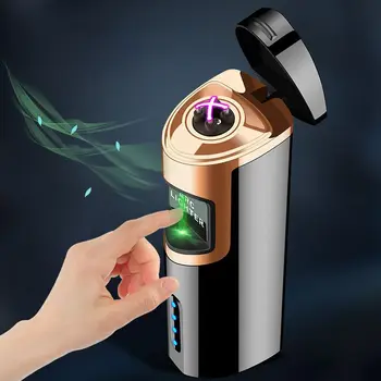2021 NOVO anúncio de Laser de Indução de Dupla Arco Isqueiros Mini Recarregável USB de Isqueiro de Metal à prova de Vento mais leve Presente