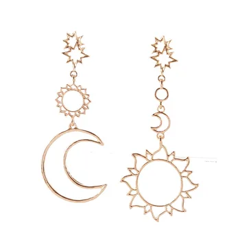 Requintado boêmio retro deus sol, lua de deus assimétrica oco exagerada pingente brinco liga geométricas oco brincos jóias