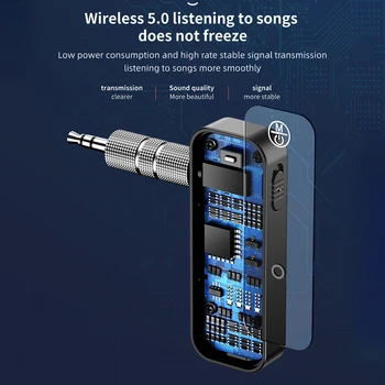 Sem fio Bluetooth 5.0 Música Receptor de Áudio de 3,5 mm de Streaming Auto Transmissor Receptor de Fone de ouvido AUX Adaptador de Microfone Handfree Carro PC