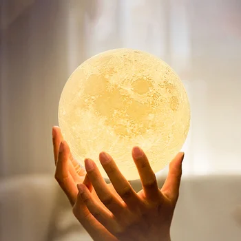 Dropship da Noite do DIODO emissor de Luz de Impressão 3D Lua Lâmpada Recarregável Mudança de Cor 3D Leve Toque Lua Lâmpada Crianças Luzes da Lâmpada da Noite