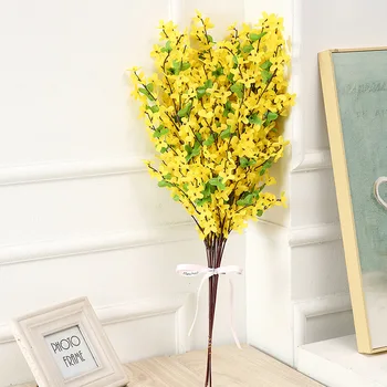65cmHandmade Flores Amarelas de Inverno de Dança de Orquídeas Falso Flor de Seda, Plástico de Flores Artificiais Para Casa a Festa de Casamento Decoração Floral
