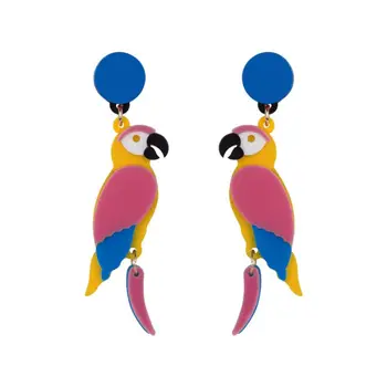 Acrílico Colorido Papagaio Pássaro Brincos de Ficar Fora de Moda de Verão de Jóias U2JF