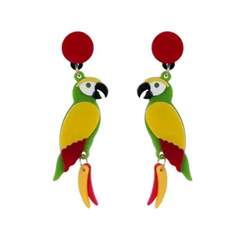 Acrílico Colorido Papagaio Pássaro Brincos de Ficar Fora de Moda de Verão de Jóias U2JF