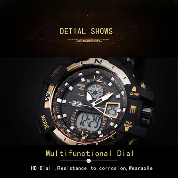 Smael Relógios de Homens Militar Relógios dos Homens relógio de Pulso Impermeável LED Relógio de Quartzo Relógio esportivo Masculino 1376c Esporte S de Choque de Ver Homens