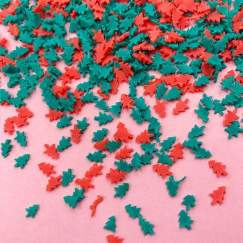 50g de Árvore de Natal Fatias de Polímero Quente de Argila Granulado para Artesanato DIY Nail Arts Decoração Plástica klei Pequeno Bonito Partículas de Lama