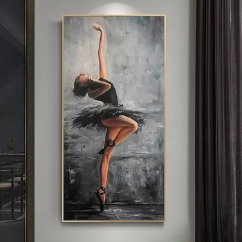 Resumo Bela Bailarina Retrato de Arte da Lona da Pintura Cartaz Impressão de Parede Imagens de Arte para a Sala de Decoração de Casa Cuadros