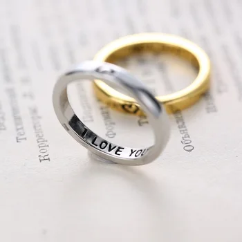 Eu AMO VOCÊ Declaração de Anéis de Ouro, Cor de Prata Símbolo do Coração Anéis para Casais Amizade Jóias Festa de Casamento Acessórios