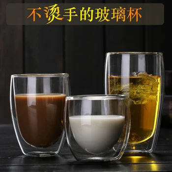 O vidro duplo-camada de copa é calor, resistente e durável, apropriado para copos de chá, copos de vinho, copos de leite, copos de água