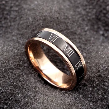 Quente Transformar preto numerais Romanos casal de ring par anel de moda moda moda de titânio de aço do dedo do anel