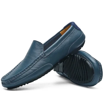 Moda de Luxo Homens Sapatos de Couro 2020 Deslizamento Casual Formais, Sapatos italianos Macho Preto de Condução Tênis