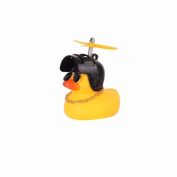 Bonitinho Pato Amarelo com Capacete Capacete, Blusão de Pato de Borracha Squeeze Interno do Carro de Som da Decoração Garoto de Brinquedo