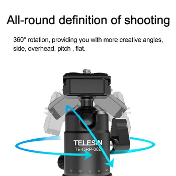 TELESIN Tripé Cabeça de Bola de 22,5 25 mm Rotação Panorâmica Com Placa de Liberação Rápida para Canhão Nikon Sony Monopé Câmera DSLR