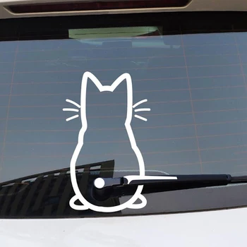 Engraçado Mover A Cauda Do Gato Etiqueta Do Carro Do Limpador Do Vidro Decalques Adesivo De Pára-Brisa Traseiro