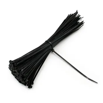 100PCS preto 3x150mm auto-fecho plástico de nylon cabo de amarração amarração do cabo de fixação anel de zíper enrolado um cabo de amarração
