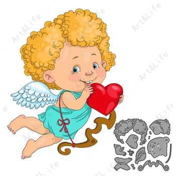 Kewpie Bonecas Novo Corte de Metal Morre Cupido do Amor o Coração do Bebê Estênceis para Scrapbooking Álbum de Papel Cartão em Relevo Carimbos E Morre