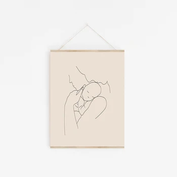 A Família Do Casal Cartaz Recém-Nascido De Mãe Com Mãos De Linha De Arte Da Lona Cartaz Viveiro De Parede Imagens De Arte Pintura Abstrata Imprime Decoração Do Quarto Do Bebê