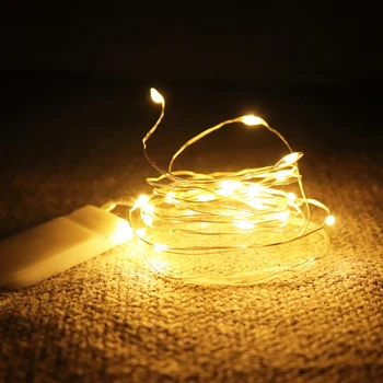 DIODO emissor de fio de cobre seqüência de luzes garland bolo caixa de presente luminosa decoração de luzes de Natal da decoração do partido CR2032 bateria powered