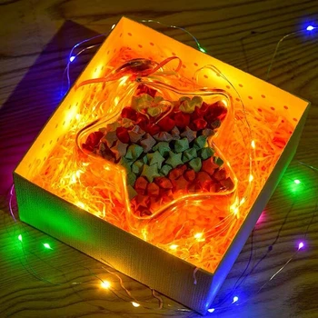 DIODO emissor de fio de cobre seqüência de luzes garland bolo caixa de presente luminosa decoração de luzes de Natal da decoração do partido CR2032 bateria powered