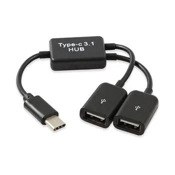Tipo C OTG USB 3.1 Masculino a Dupla 2.0 Feminino OTG Carregar 2 Porta de HUB Cabo Splitter Y