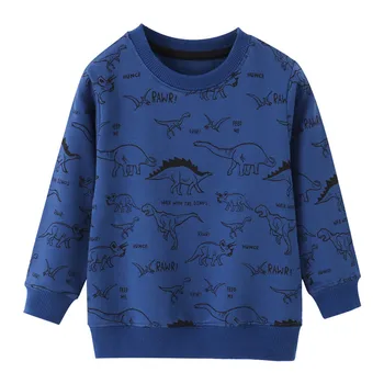Saltar Metros de Dinossauros para Crianças Blusas Para o Outono Moda Primavera Meninos de Algodão Sweatershirts Crianças Camisas, Tops