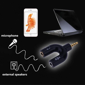 Estéreo de 3,5 mm Adaptador Divisor de Áudio Para Microfone entrada para Fone de ouvido Plug Adaptador Para o Telefone Móvel, Tablet PC, Conversor Conector de Fone de ouvido