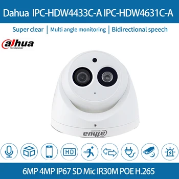 Dahua Câmera do IP de IPC-HDW4433C-UM IPC-HDW4631C-UM Segurança 4MP 6MP Camara de Vigilância do IR da Visão Nocturna PoE Built-in Mic