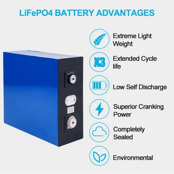 Blmpow Novo 4pcs 3.2 v 280Ah Lifepo4 Bateria Recarregável Célula Solar 12v Grau de Lifepo4 Bateria de Célula Livre de Impostos