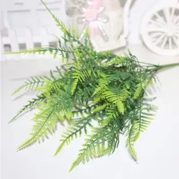 7 Garfo De Plantas Artificiais De Eucalipto Grama De Plástico Samambaias Folhas De Um Verde Falso Flor Planta De Casamento, Decoração Decorações Da Tabela
