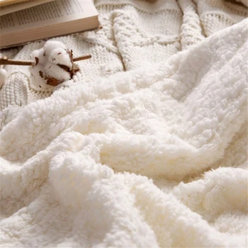 Nordic Sólido Cordeiro de Lã de Torção de Malha Dupla Camada de Manta de Viagem Manta de Sofá Cobertor de Ar condicionado Cobertores 120x180cm/150x200cm