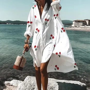 Mulheres Kaftan Praia de Impressão Maiô Cobrir Quimono Branco Túnica Longa Manga Femme Vestido de Banho Casaquinho de moda praia Biquini Saias