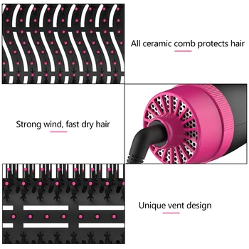 Secador de cabelo, Ar Quente, Escova Styler e Volumizer Straightener do Cabelo Pente Modelador Rolo de Ferramentas de Estilo de Cabelo