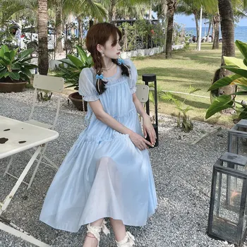 Mori Estilo de vestido de lolita Doce Super Fada Fungo-como Rendas Puff Manga do Vestido de Crianças de Duas peças de Conjunto 2021summer Novo