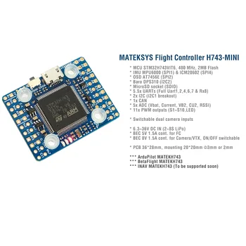 MATEK Mateksys H743 H743-MINI controlador de Vôo MPU6000 BetaFlight MATEKH743 acessório OSD 2-8S para Fpv RC Racing Drone Peças
