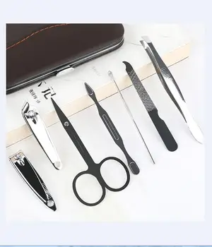 A caixa do couro do conjunto de cortador de unha conjunto de decorar uma manicure ferramentas pode ser personalizada o logotipo do agregado familiar unhas terno